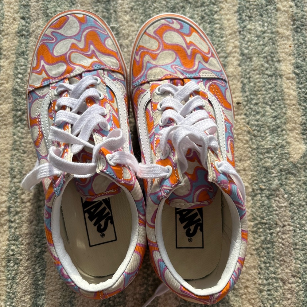 Vans Old Skool Stacked UV Peace Orange & White Platform Shoes - Picture 7 of 13